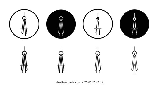 Drafting compass icon Black line art vector logo set
