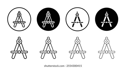 Drafting compass icon Black and white outline vector