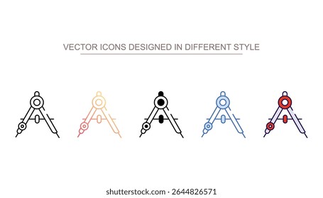 Drafting compass icon design with white background stock illustration