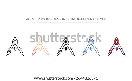 Drafting compass icon design with white background stock illustration