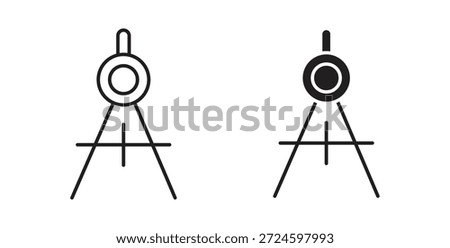 Drafting compass icon glyph and line set thin line symbol concept.