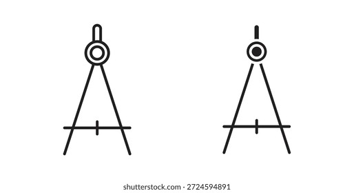 Icono de brújula de dibujo con versiones de línea y silueta.