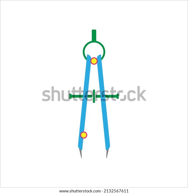 Drafting Compass Icon, Pair Of\
Compasses, Technical Drawing Instrument Vector Art\
Illustration