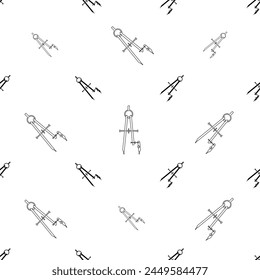 Drafting Compass Icon Seamless Pattern, Pair Of Compasses, Technical Drawing Instrument Vector Art Illustration