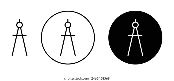 Drafting compass icon set. architect architecture drawing tool vector symbol. measure geometry drafting compass sign in black filled and outlined style.