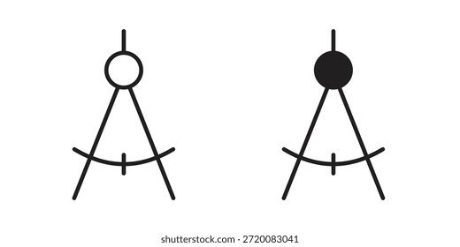 Iconos de brújula de dibujo de color negro en varios estilos