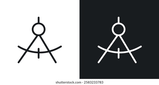 Drafting compass icons in black and white liner strokes for web design.