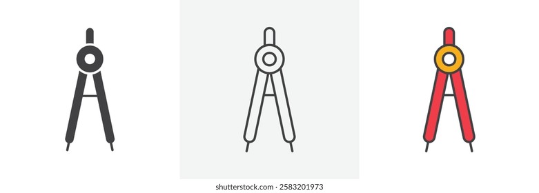 Drafting compass icons pack for website designs