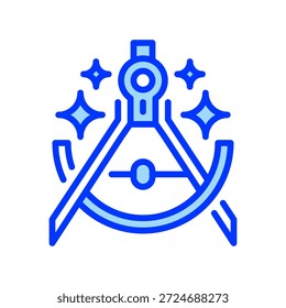 Ícone de linha de bússola de desenho, símbolo de contorno para desenho técnico, projeto de engenharia, geometria arquitetônica, desenho de precisão e ferramenta matemática. Ícone de sinal vetorial.