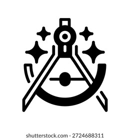 Ícone de linha de bússola de desenho, símbolo de contorno para desenho técnico, projeto de engenharia, geometria arquitetônica, desenho de precisão e ferramenta matemática. Ícone de sinal vetorial.