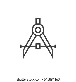 Drafting compass line icon, outline vector sign, linear style pictogram isolated on white. Symbol, logo illustration. Editable stroke. Pixel perfect