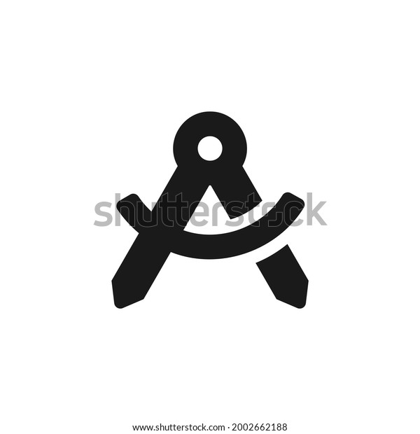 Drafting compass vector icon. Drawing\
compass black symbol isolated Vector illustration EPS\
10