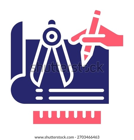 Drafting Icon Color Fill Style Vector Illustration