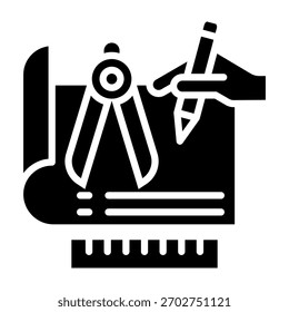 Drafting Icon Glyph Style Vector Illustration