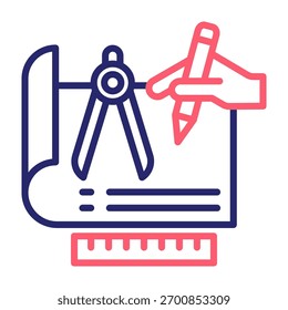 Drafting Icon Line Color Style Vector Illustration