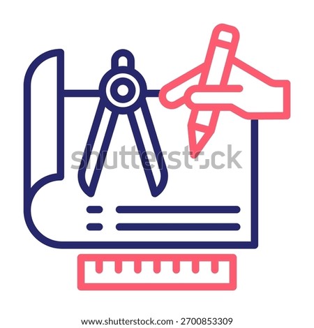 Drafting Icon Line Color Style Vector Illustration