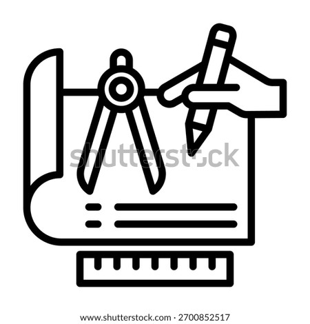 Drafting Icon Line Style Vector Illustration