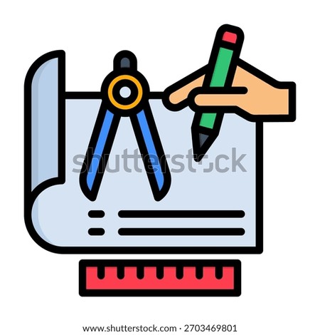 Drafting Icon Lineal Color Style Vector Illustration