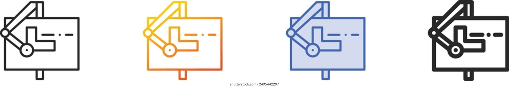 drafting icon.Thin Linear, Gradient, Blue Stroke and bold Style Design Isolated On White Background