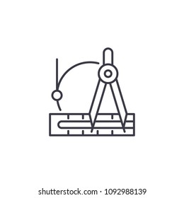 Drafting instruments linear icon concept. Drafting instruments line vector sign, symbol, illustration.