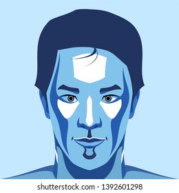 drafting man face portrait, shading monotone
