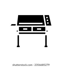 vector de icono de glifo del borrador de la tabla de dibujo. signo del borrador de la arquitectura del cuadro de dibujo. ilustración de símbolo aislado