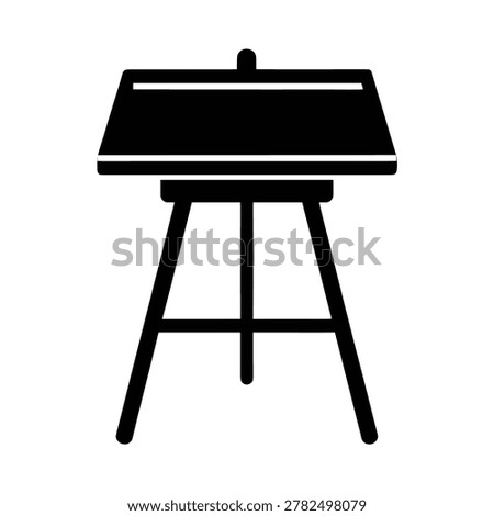 Drafting table silhouette vector art illustration and minimal black and white design