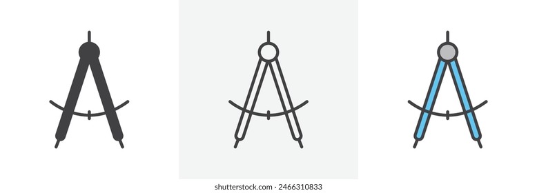 Drafting Tool Icon Set. Symbols for Compasses and Architectural Instruments.