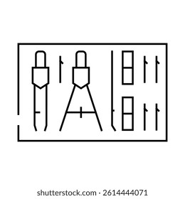 drafting tools architectural drafter line icon vector. drafting tools architectural drafter sign. isolated contour symbol black illustration