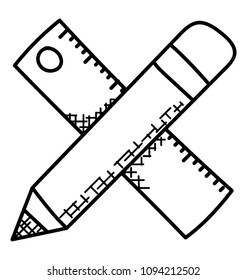 
Drafting tools, pencil and ruler doodle icon 
