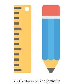 
Drafting tools, pencil and ruler flat icon 
