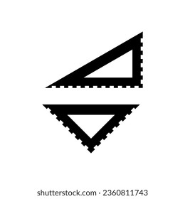 Zeichnen Dreieck architektonische Entwürfe Glyph Symbol Vektorgrafik. Zeichnen von Dreiecksarchitektur-Drachenzeichen. einzelne Symbolillustration