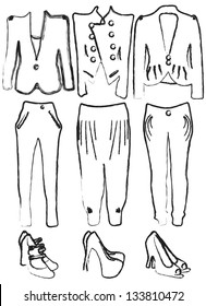 Drafts of women's clothing