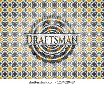 Draftsman arabesque badge. arabic decoration.