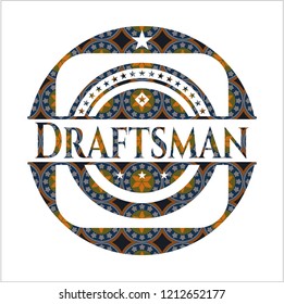 Draftsman arabic emblem background. Arabesque decoration.
