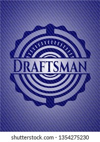 Draftsman emblem with denim high quality background