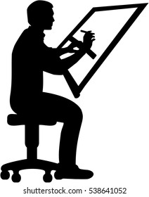 Draftsman. Man at the drawing board.