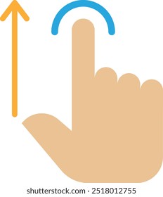 Drag Up Arrow Gesture Icon Vector Flat Illustration
