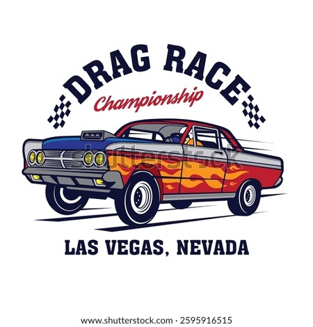 Drag Car Racing vector illustration, perfect for t shirt design and competition logo design