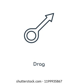 Drag concept line icon. Linear Drag concept outline symbol design. This simple element illustration can be used for web and mobile UI/UX.