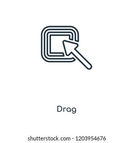 Drag concept line icon. Linear Drag concept outline symbol design. This simple element illustration can be used for web and mobile UI/UX.