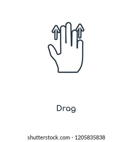 Drag concept line icon. Linear Drag concept outline symbol design. This simple element illustration can be used for web and mobile UI/UX.