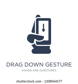Drag Down gesture icon. Trendy flat vector Drag Down gesture icon on white background from Hands and guestures collection, vector illustration can be use for web and mobile, eps10