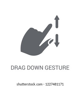 Drag Down gesture icon. Trendy Drag Down gesture logo concept on white background from Hands collection. Suitable for use on web apps, mobile apps and print media.