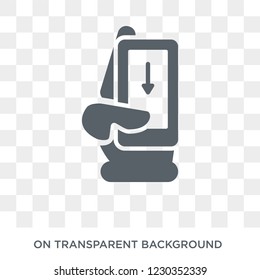 Drag Down gesture icon. Trendy flat vector Drag Down gesture icon on transparent background from Hands and guestures collection. 