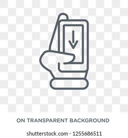 Drag Down gesture icon. Trendy flat vector Drag Down gesture icon on transparent background from Hands and guestures collection. High quality filled Drag Down gesture symbol use for web and mobile