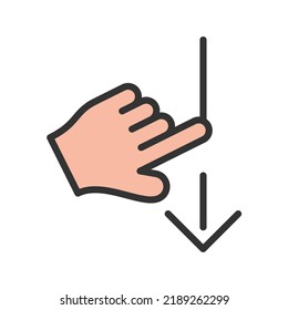 Drag Down icon vector image. Can also be used for Media Buttons. Suitable for mobile apps, web apps and print media.