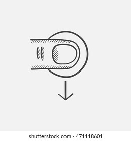 Drag down sketch icon for web, mobile and infographics. Hand drawn vector isolated icon.