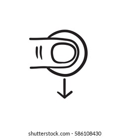 Drag down touch screen gesture vector sketch icon isolated on background. Hand drawn drag down touch screen gesture icon. Drag down touch screen gesture sketch icon for infographic, website or app.