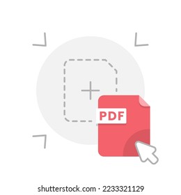 drag and drop, add file with pdf format extension concept illustration flat design vector eps10. modern graphic element for landing page, empty state ui, infographic, icon